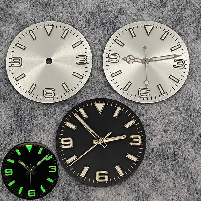 Tandorio Watch Dial + Hands Green Luminous Sun Pattern Modified 369 Nail Dial Watch Faces 