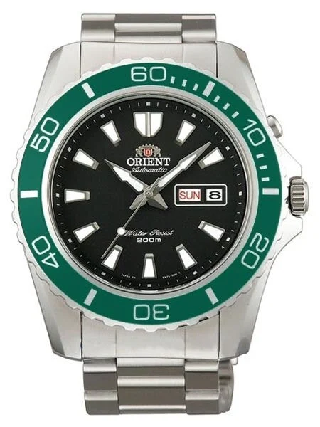 Orient Automatic Dive Watch with Green Bezel #CEM75003B 46 mm kol saati