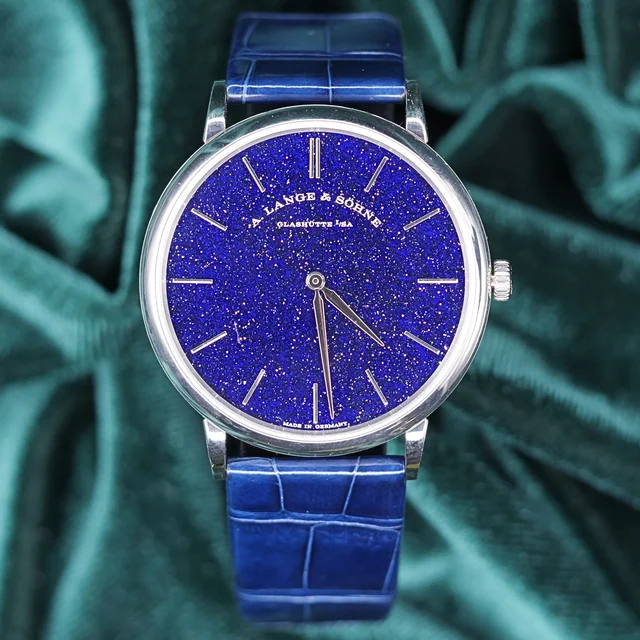 A. Lange & Sohne Saxonia Thin 39MM Blue Dial White Gold COMP kol saati