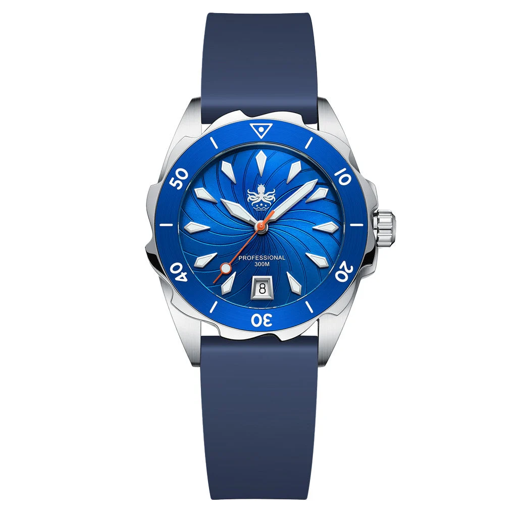 Phoibos Sea Nymph 300-Meter Swiss Quartz Dive Watch with Double-Dome Sapphire Crystal #PX021B 36 mm kol saati