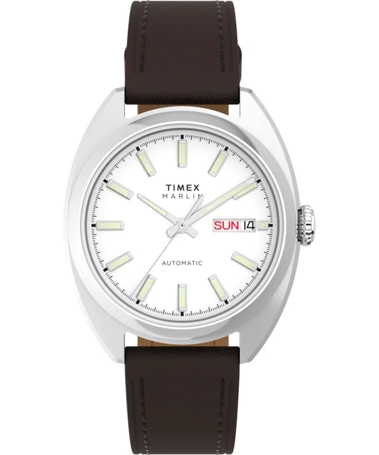 Timex Marlin® Draper Automatic 37mm Leather Strap Watch TW2Y65200 kol saati