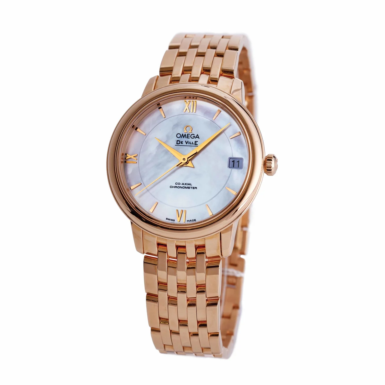 OMEGA OMEGA, REF. 424.50.33.20.05.002, DE VILLE PRESTIGE CO-AXIAL CHRONOMETER, NEW OLD STOCK, 18K PINK GOLD 33 mm kol saati