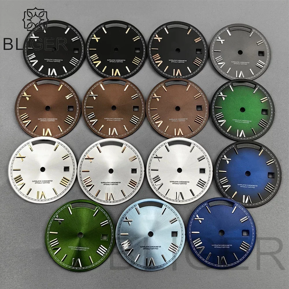 Tandorio Miyota 8285 Dial Roman numeral Sunburst dual calendar scale dial modified 6082182839469 29 mm kol saati