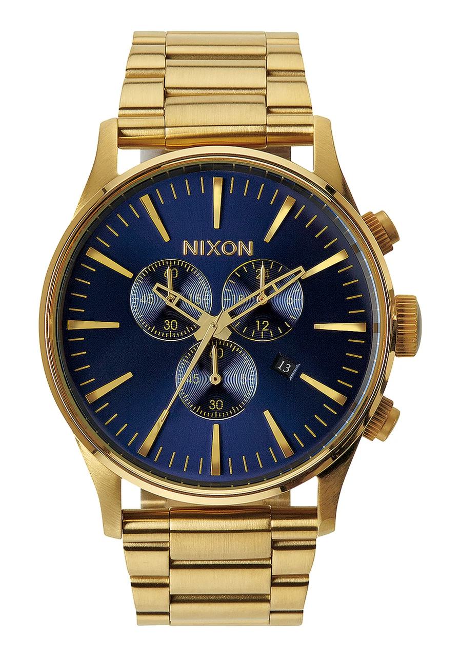 Nixon US Sentry Chrono - Gold / Blue Sunray A386-1922-00 kol saati