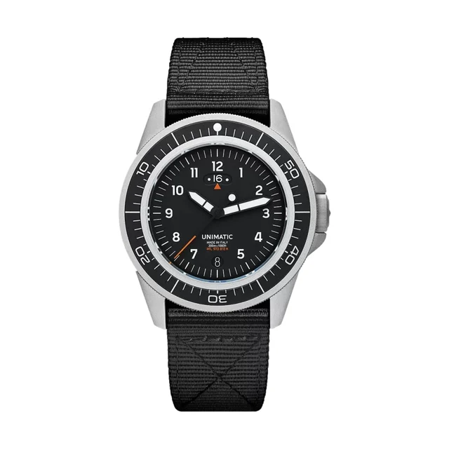 Unimatic Modello Uno Toolwatch 41.5mm - Black on Fabric Strap UT1-GMT kol saati