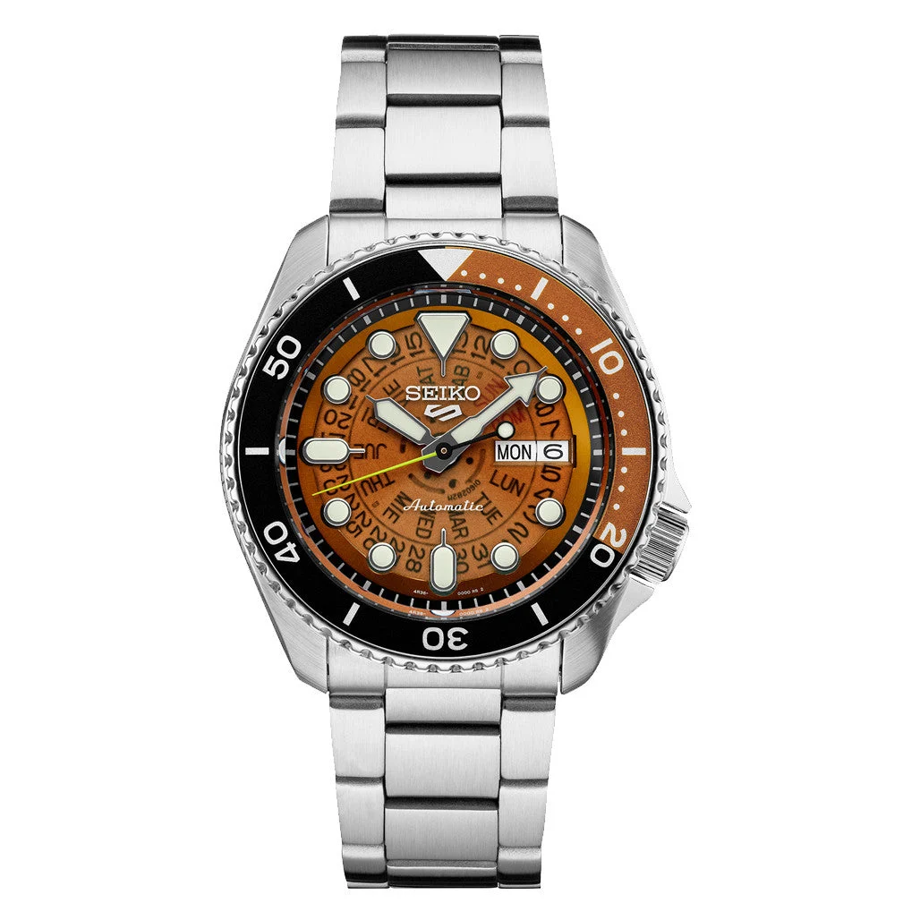 Seiko Sports "Time-Sonar" Watch with Brown See-Thru Dial #SRPJ47 42.5 mm kol saati