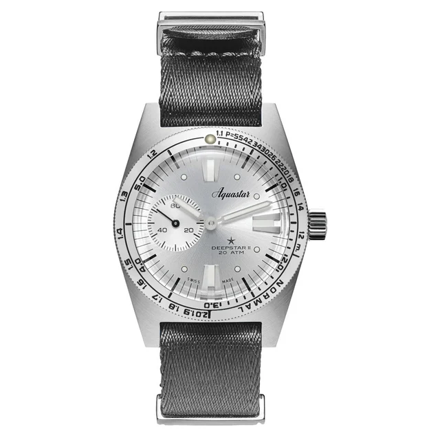 Aquastar Deepstar II Dive Watch with Vintage Silver Dial #AS-811772 kol saati