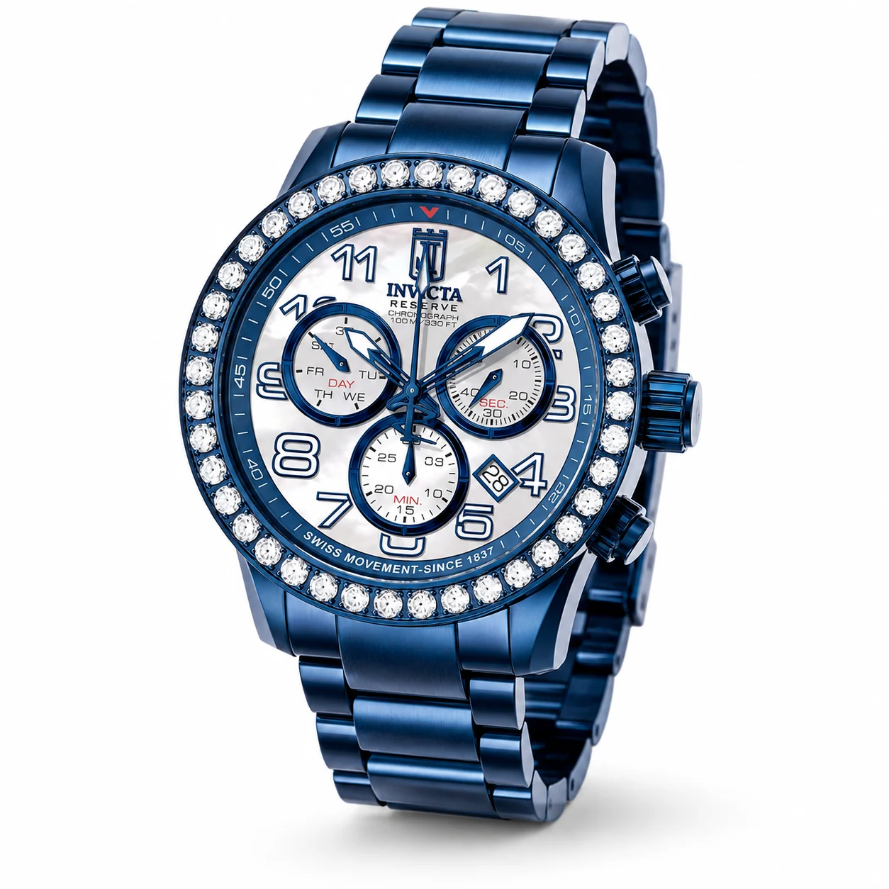 Invicta Kronyx 4 CT LG Diamond Swiss Ronda Z60 Caliber Watch w/ Mother of Pearl Dial - 48mm, Blue (51269) 48 mm kol saati