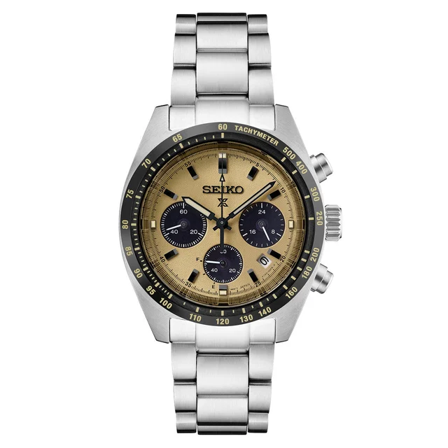 Seiko Prospex Speedtimer Solar Chronograph with Beige Dial #SSC817 kol saati