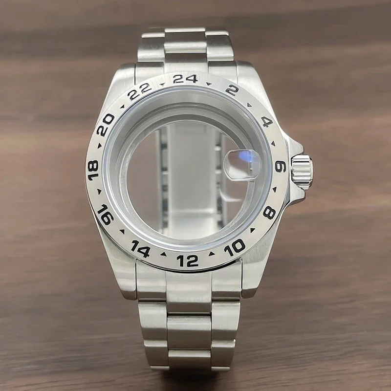 Tandorio GMT Watch Case fixed bezel 24H Mark Nh35 Case Stainless Steel Sapphire Fit Nh34 Nh35 Nh36 Nh38 Movement 1005009811432072-case M 39 mm kol saati
