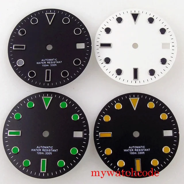 Tandorio Black White Sterile Watch Dial For 24 Jewels NH35A NH36A Automatic Movement With
