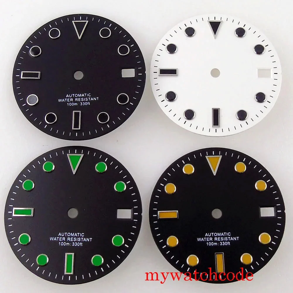 Tandorio Watches Black White Sterile Watch Dial For 24 Jewels NH35A NH36A Automatic Movement With Date Window 14:200025551#NO.1 LOGO 28.5 mm kol saati