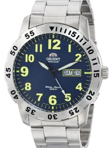 Orient New! Orca Blue Dial 21-Jewel Automatic Dive Watch on a Bracelet #FEM7A001D kol saat