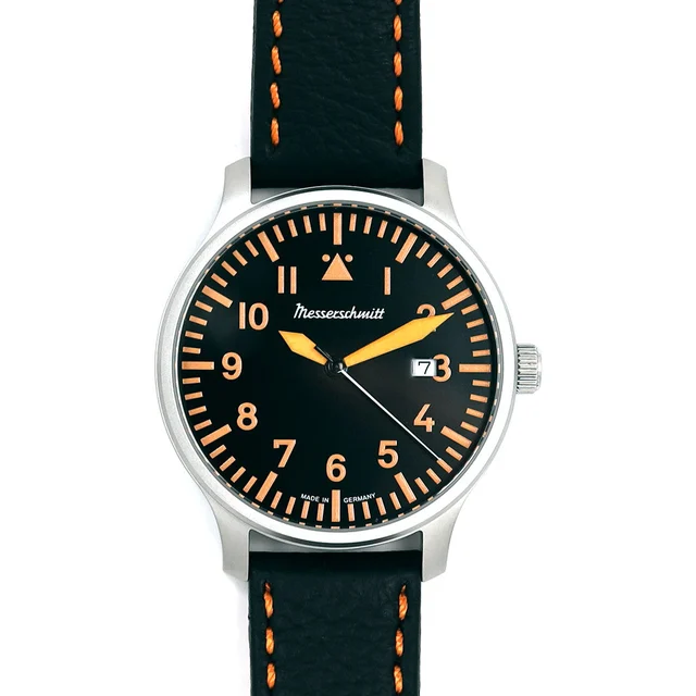 Messerschmitt Black and Orange Quartz Flieger #ME-42OBL kol saati