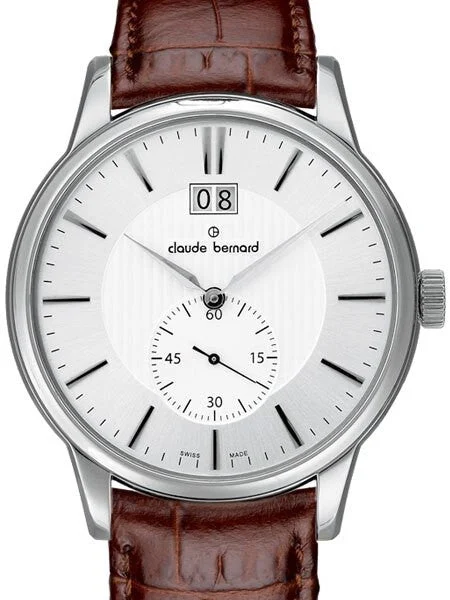 Claude Bernard Elegant and Thin Big Date Quartz Dress Watch #64005-3-AIN kol saati