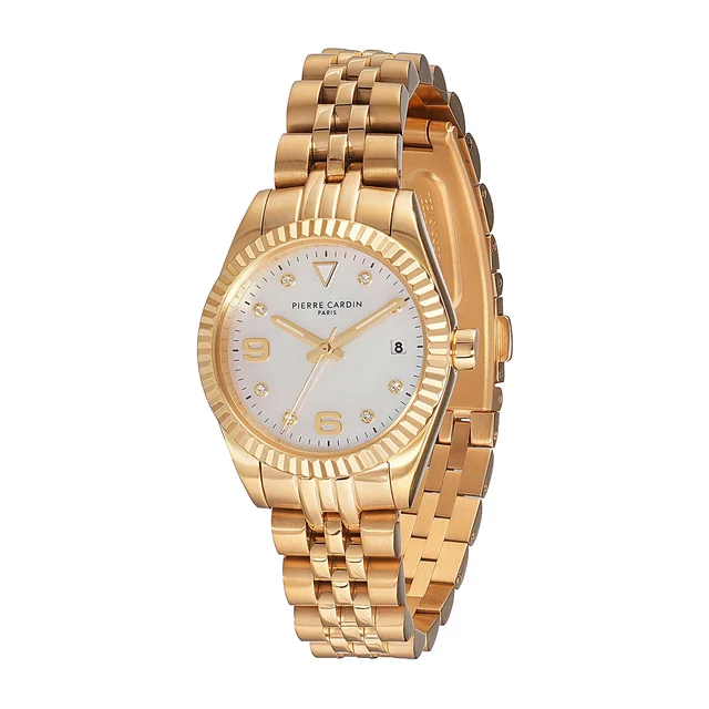 OPERA Timbre Women’s Watch - Gold Case, White Mother of Pearl Dial Look with Crystal Index