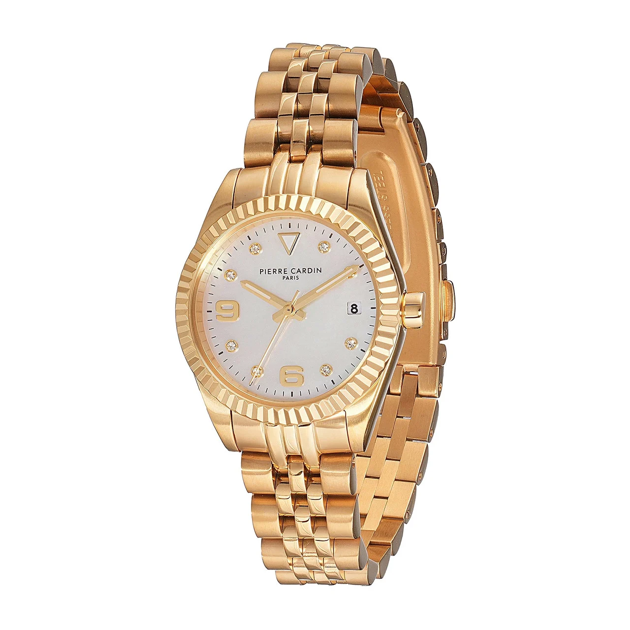 OPERA Timbre Women’s Watch - Gold Case, White Mother of Pearl Dial Look with Crystal Indexes and Gold Jubilee Strap CF.1012.MG 28 mm kol saati