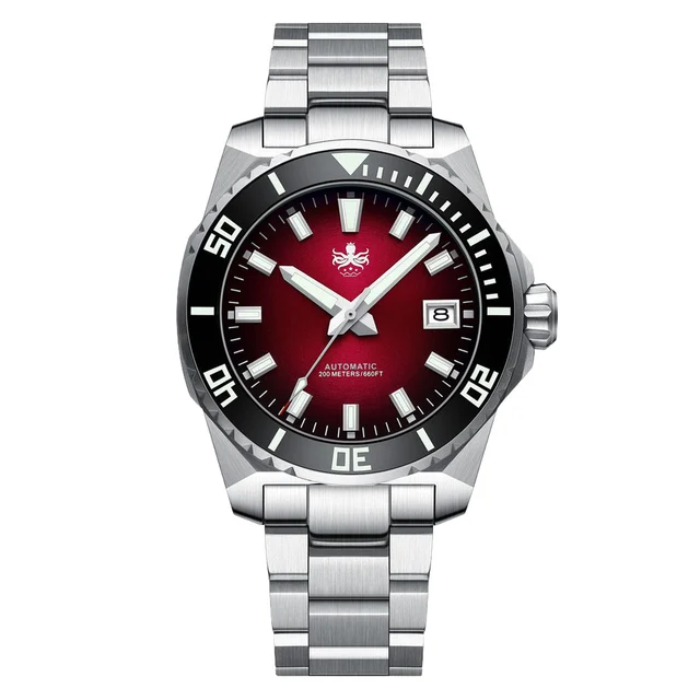Phoibos Leviathan 40 Automatic Dive Watch with Red Dial #PY054D kol saati