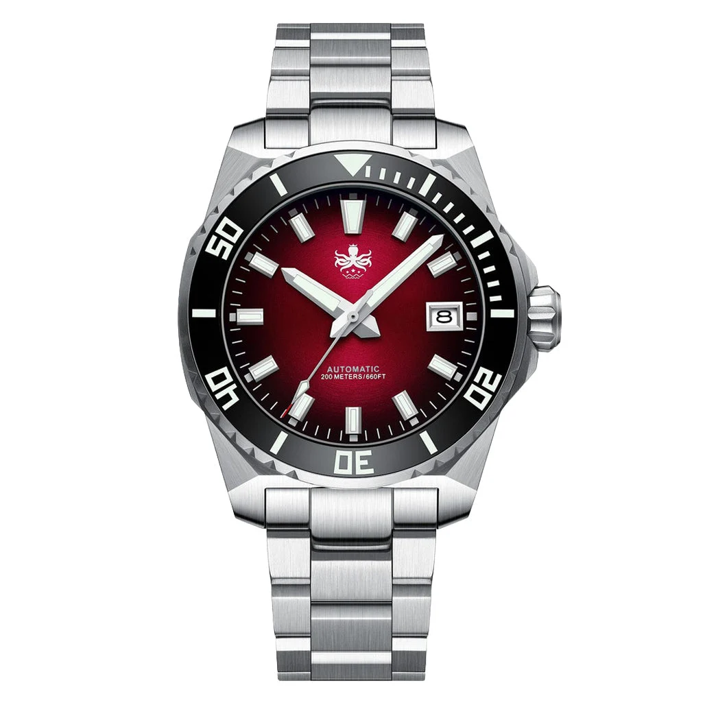 Phoibos Leviathan 40 Automatic Dive Watch with Red Dial #PY054D 40 mm kol saati