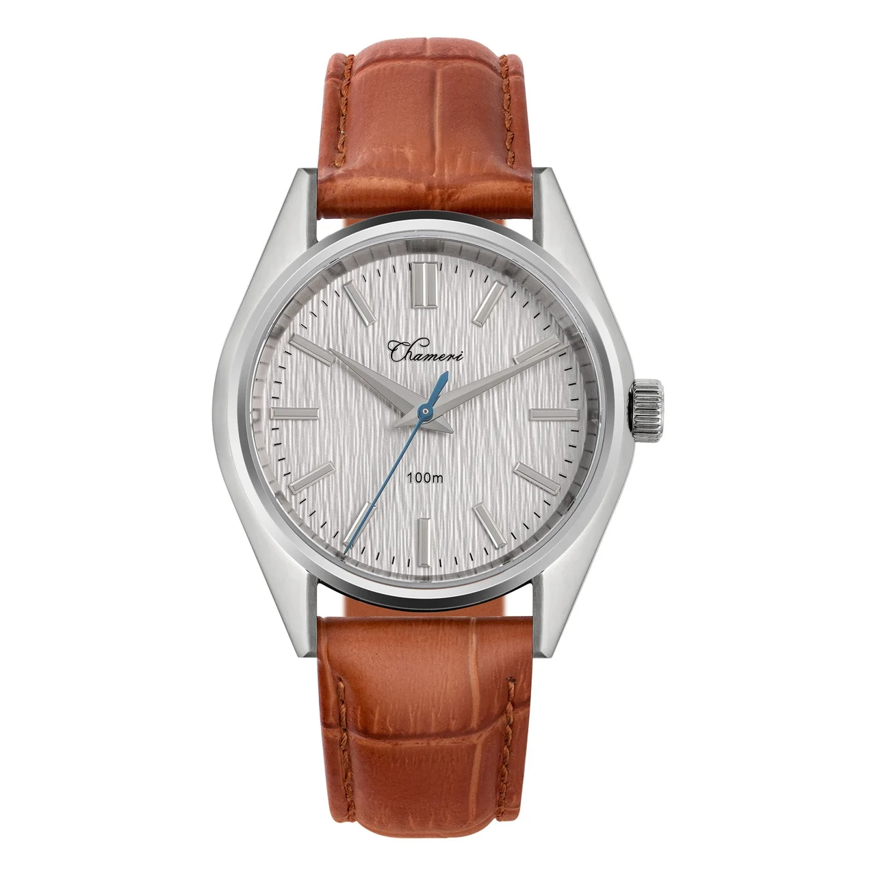 Chameri Sweep Second Quartz Watch GS04 chameri GS04 沙漠白-棕皮180 37 mm kol saati