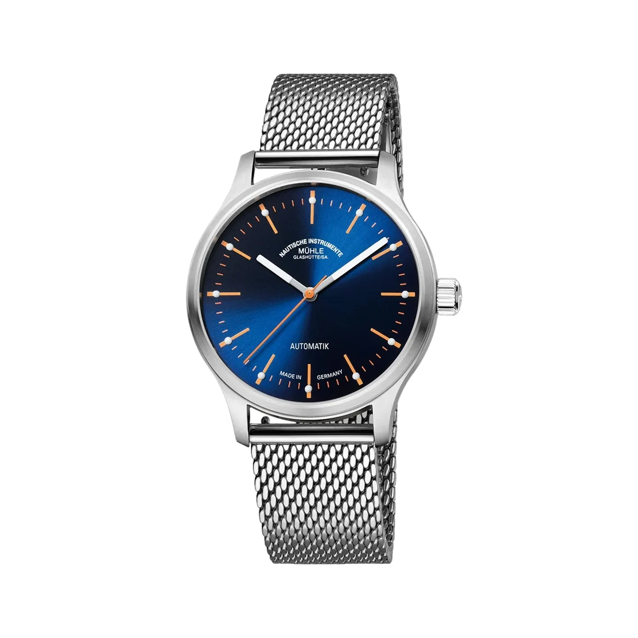 Muhle Glashutte Panova 40mm - Blue on Stainless Steel Milanaise Bracelet M1-40-72-MB-II 40 mm kol saati