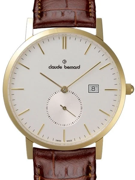 Claude Bernard Gold Tone Quartz Dress Watch with Small Seconds Sub-Dial #65003-37J-AID 40 mm kol saati