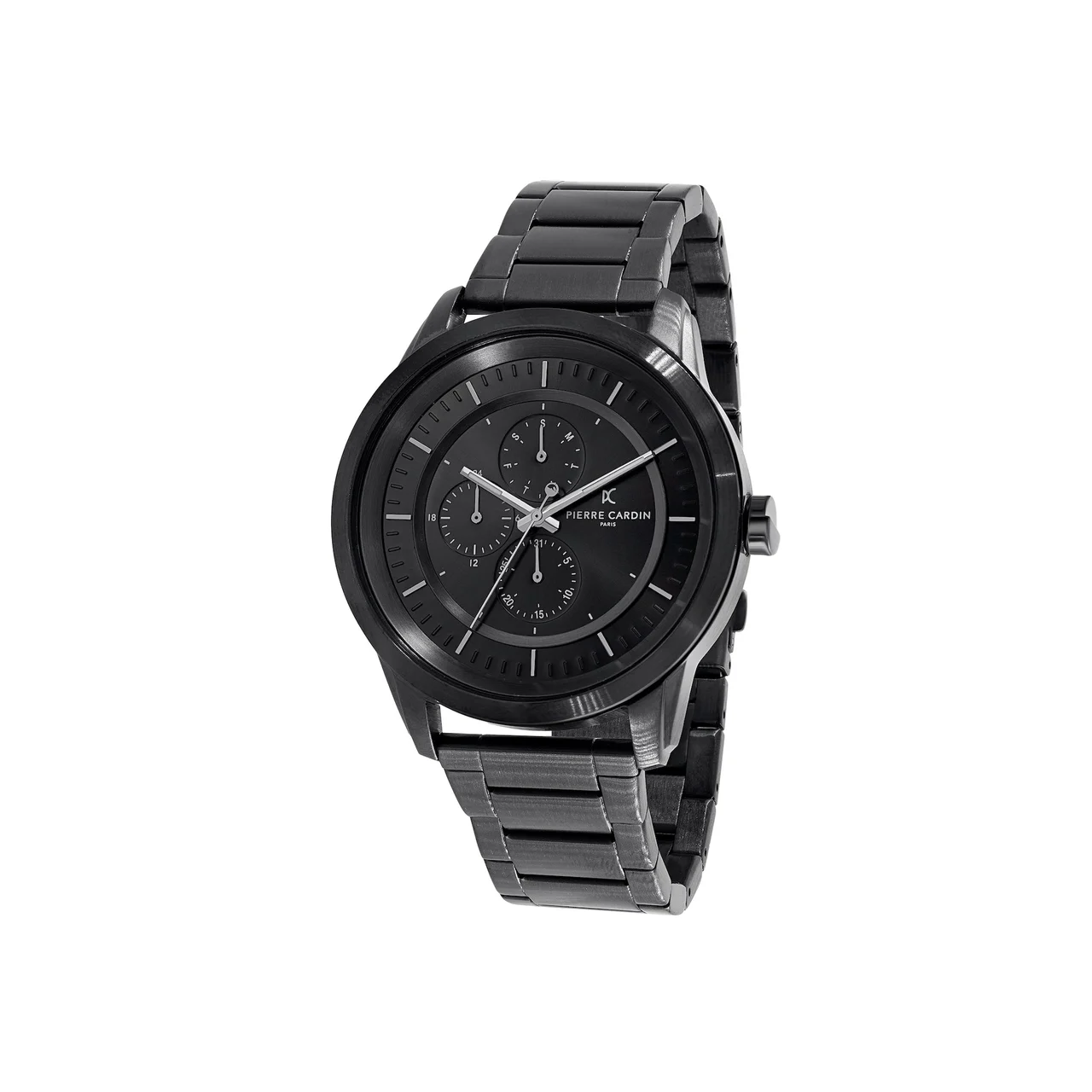 LES HALLES Black Dial black Multifunction Watch with Black Metal Link Strap CCP.5016 45 mm kol saati