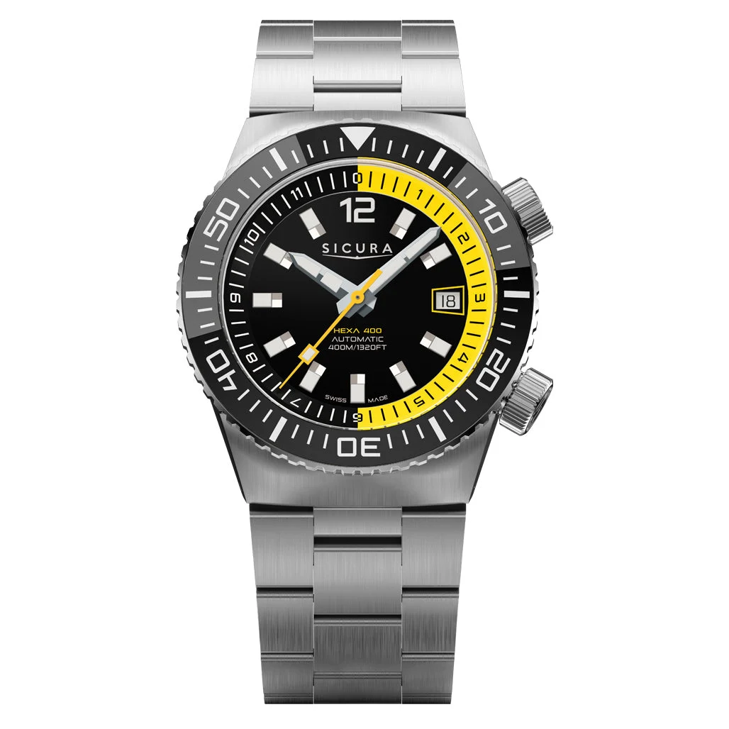 Sicura Hexa 400 Dive Watch with Black Dial #H400.SS.A.40ATM.01.SS 40 mm kol saati