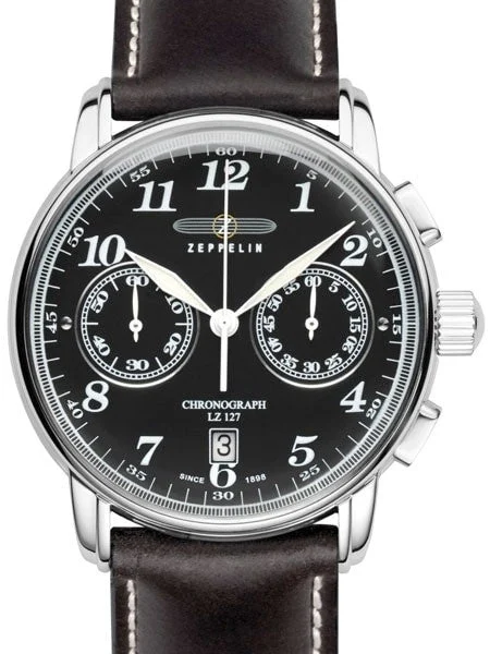 Graf Zeppelin Quartz Chronograph Watch with Black Dial #7678-2 kol saati