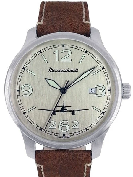 Messerschmitt Stainless Steel Case with Swiss Quartz Movement #ME42-ALU-L 42 mm kol saati