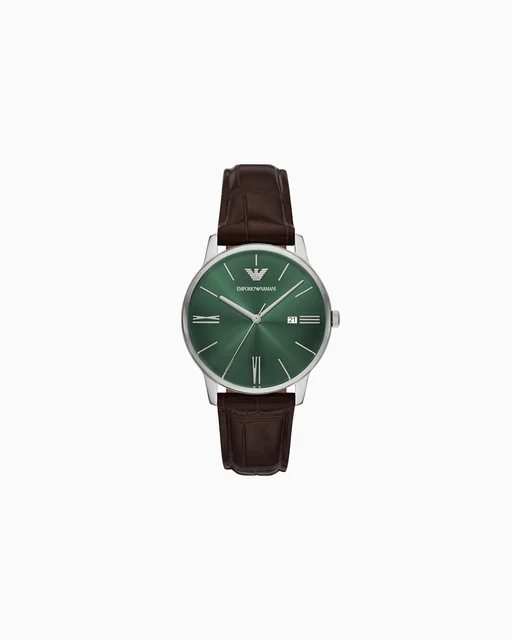 Emporio Armani Three-Hand Date Brown Leather Watch AR11672 kol saati