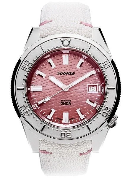 Squale Meter Swiss Made Automatic Dive Watch with Pink Wave Dial #1521-PK 42 mm kol saati
