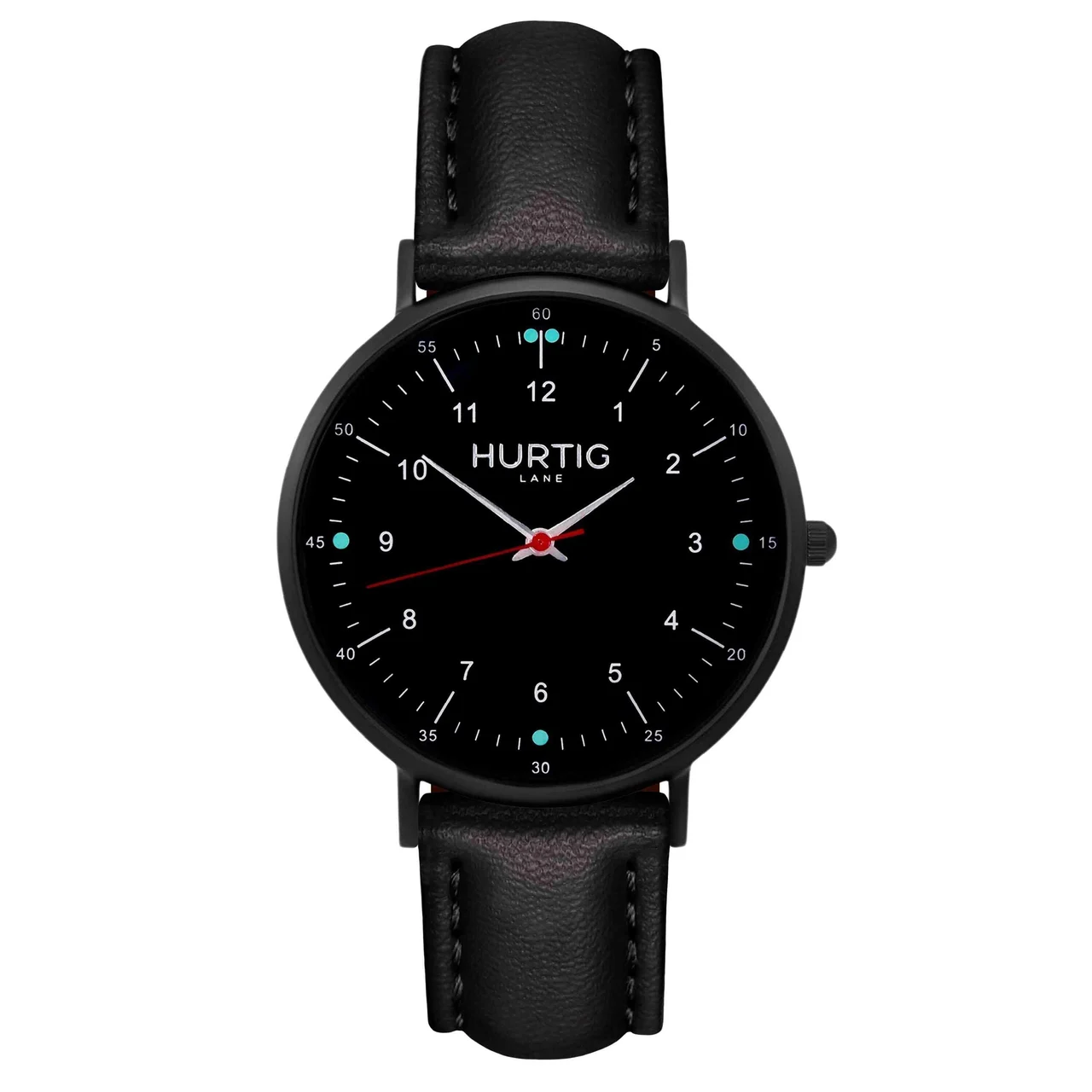 Hurtig Lane Vegan Watches Moderno CACTUS Leather Watch All Black & Black 40 mm kol saati