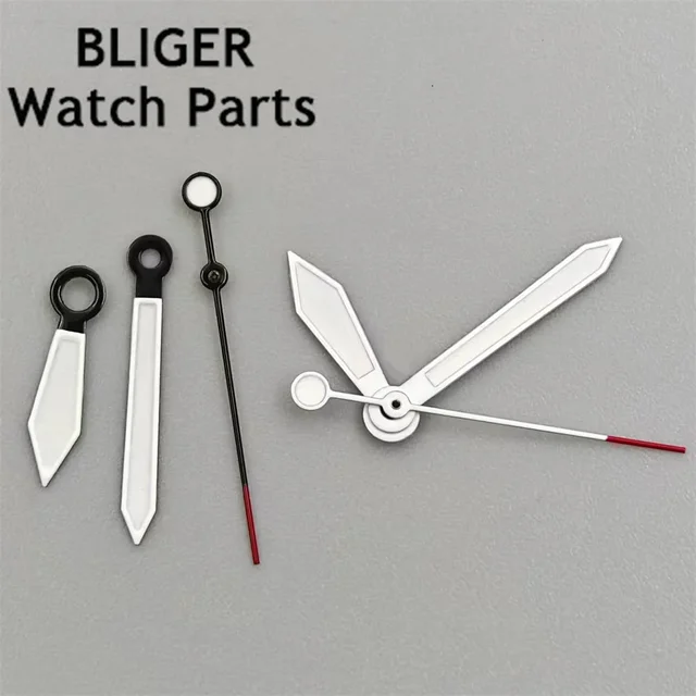 Tandorio BLIGER Watch Hands Black White Watch Hands C3 Green Luminous Fit NH35 NH36 NH38 M