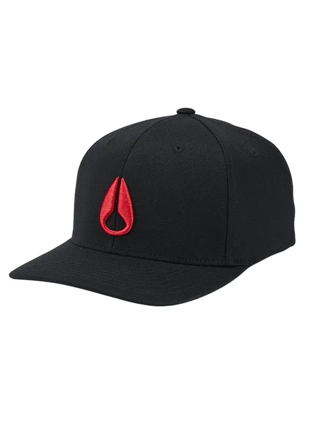 Nixon US Deep Down Flexfit Athletic Fit Hat - Black / Red C1075-008-22 kol saati