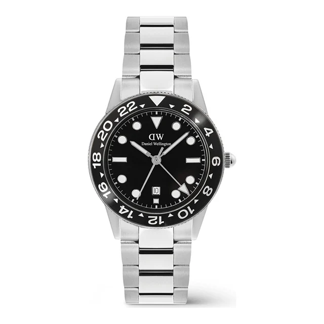 DANIEL WELLINGTON Iconic GMT Link Black Ceramic Bezel S DW00600919 kol saati