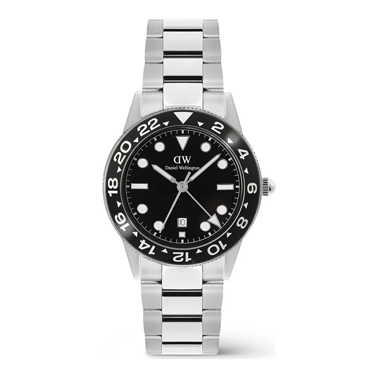 DANIEL WELLINGTON Iconic GMT Link Black Ceramic Bezel S DW00600919 40 mm kol saati
