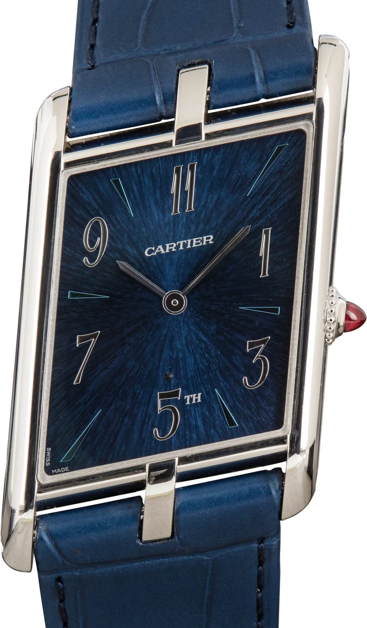 Cartier Tank Asymetrique "New York 5th Ave" Platinum WGTA0120 kol saati