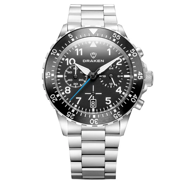 Draken Kruger 'A' Titanium Chronograph with Black Dial #DKN-04 kol saati