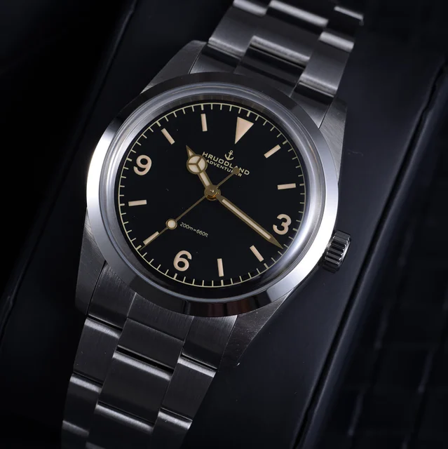 Hruodland Vintage Automatic Watch 观辰-F029-探险家-太阳纹棕面- 1100 kol saati