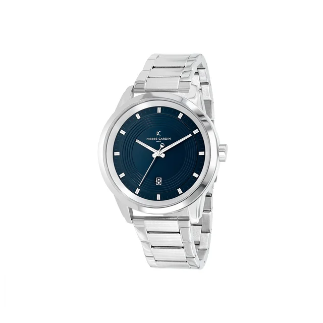 LES HALLES Blue Dial Silver Watch with Silver Metal Link Strap CCP.5025 kol saati