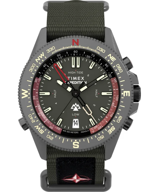 Timex Expedition Tide-Temp-Compass 43mm Fabric Strap Watch TW2W91100 kol saati