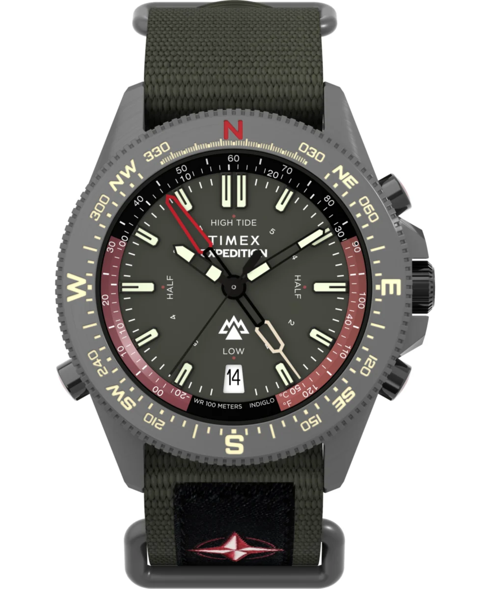 Timex Expedition Tide-Temp-Compass 43mm Fabric Strap Watch TW2W91100VQ 43 mm kol saati