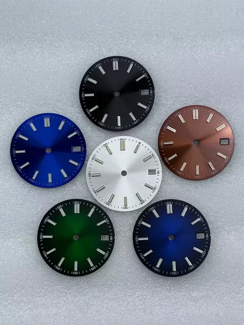Tandorio double nail Dial with number minute mark Green luminous for NH35 movement 5807847