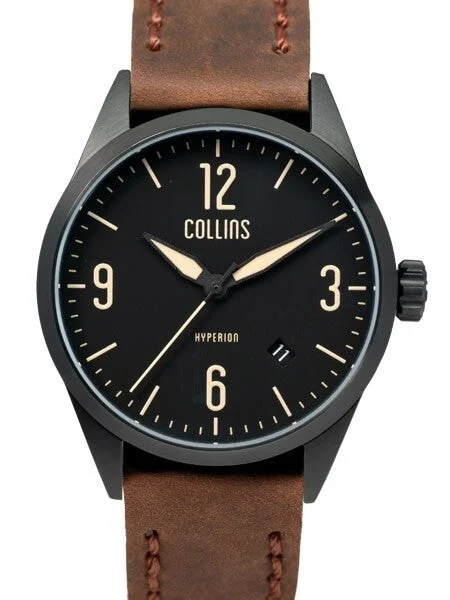 Collins Hyperion Swiss Automatic Watch with 40mm PVD Case and a Double-Dome AR Sapphire Crystal #CWB02 40 mm kol saati