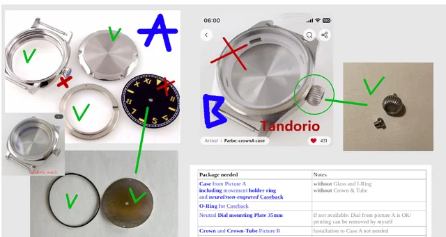 Tandorio Watches Watch Parts 5 Bundles(case,crown and dial etc) watch-parts-5-bundles-case