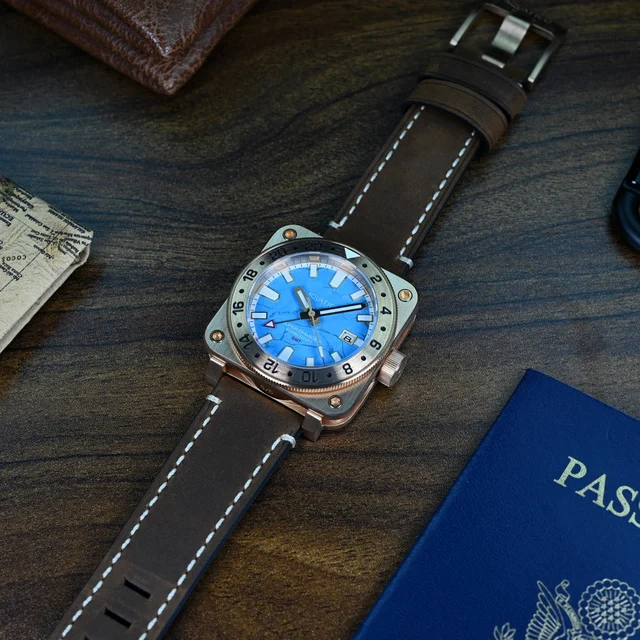 AQUATICO Super Charger GMT Turquoise Stone kol saati