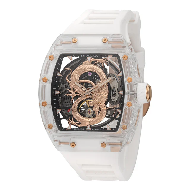 Invicta Artist Dragon Automatic Watch w/ Skeleton Dial - 42mm, White (69500) kol saati