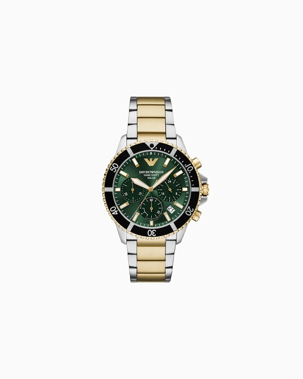 Emporio Armani World Explorer Solar-Powered Chronograph Two-Tone Stainless Steel Watch AR11695 43 mm kol saati