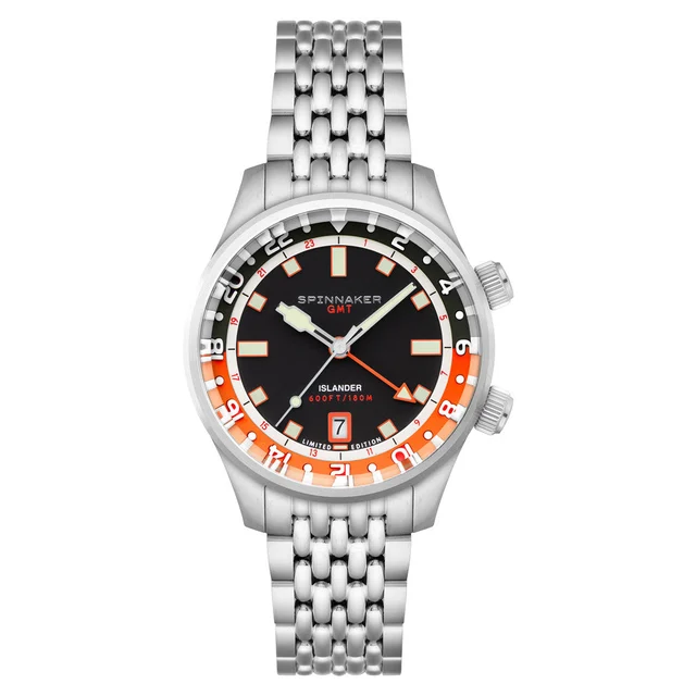 Spinnaker Islander Bradner GMT Automatic Watch with Black and Orange Dial #SP-5150-LIW22 k